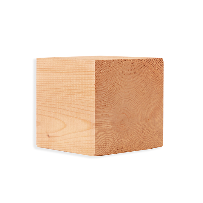 4" x 4" x 4" Cedar Cube angled view