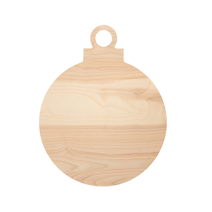 Unfinished front face of plywood ornament shape