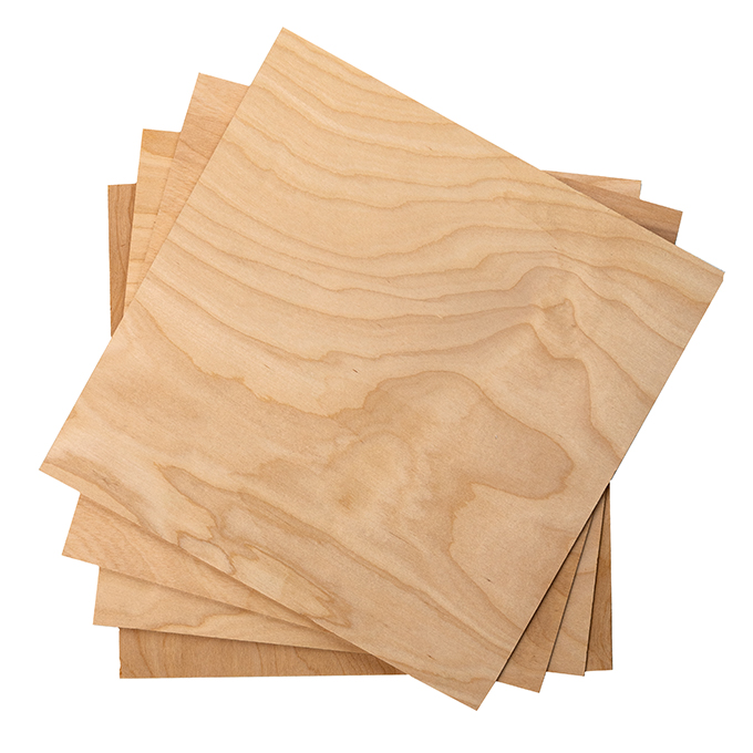 1/8" x 12" x 12" Birch Plywood 4-pack stacked and fanned